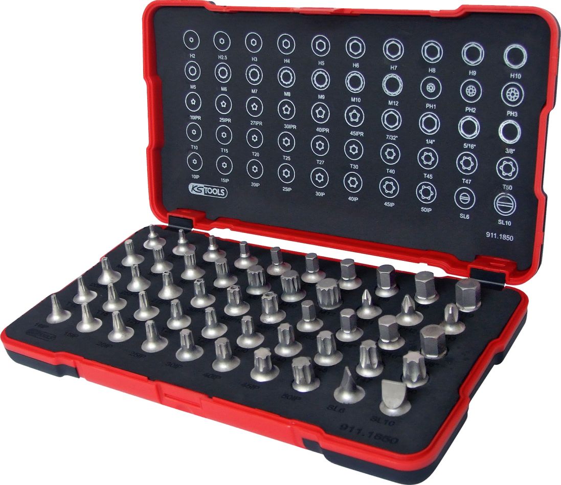 KS Tools 911.1850 1/4" bit-dopsleutelset extra kort 50-delig