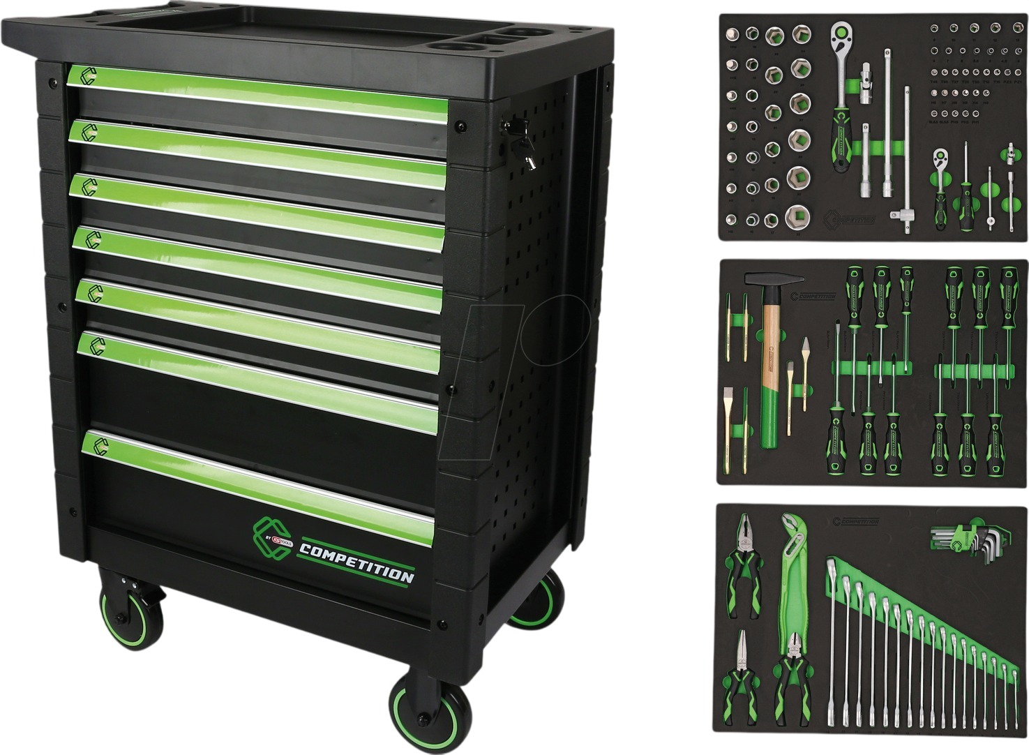 KS Tools 512.3119 COMPETITION Gereedschapswagen met 7 laden en 119-delig Premium gereedschap
