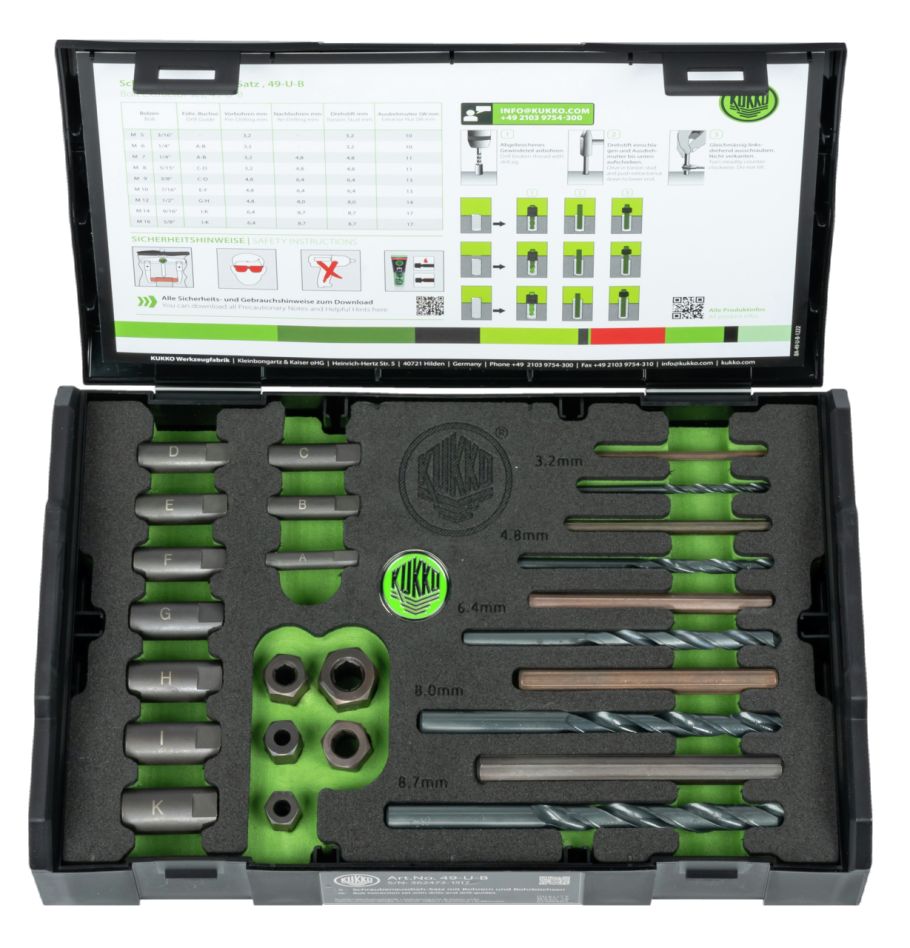 KUKKO 49-U-B Boutuidraaier- en borenset met boorbus voor Ø M5 - M16