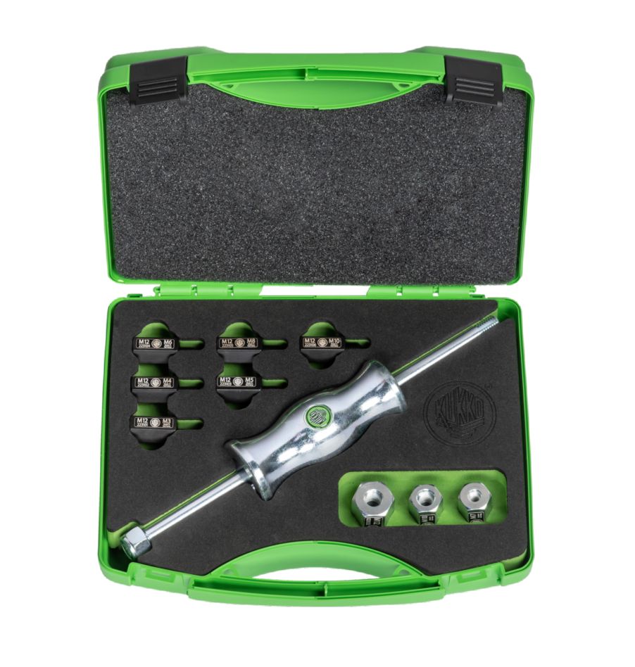 KUKKO KS-22-01 Slagtrekkerset met draadadapters in diverse maten in koffer