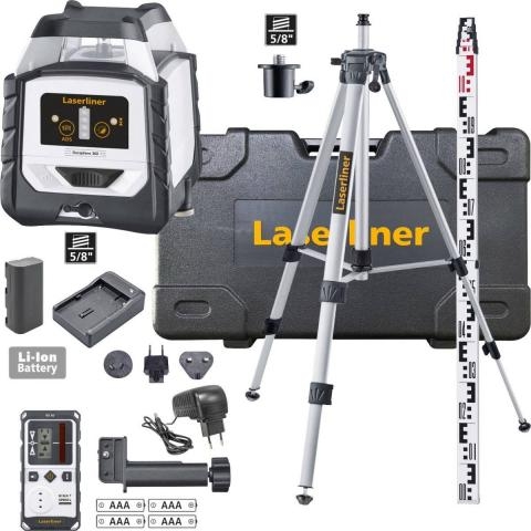Laserliner 052.500A DuraPlane 360 Set Horizontale 360 graden lijnlaser rood met 175cm statief, ontvanger en nivelleerlat 3m