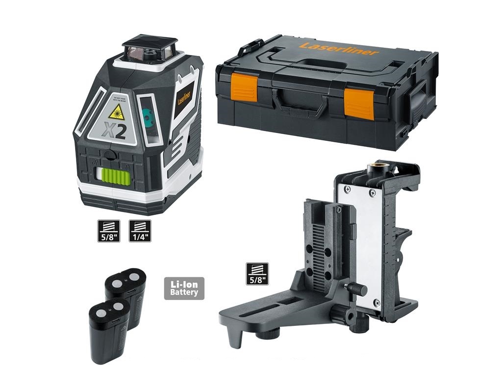 Laserliner 031.550L X2-Laser 360° lijnlaser met magnetische klem- en wandhouder