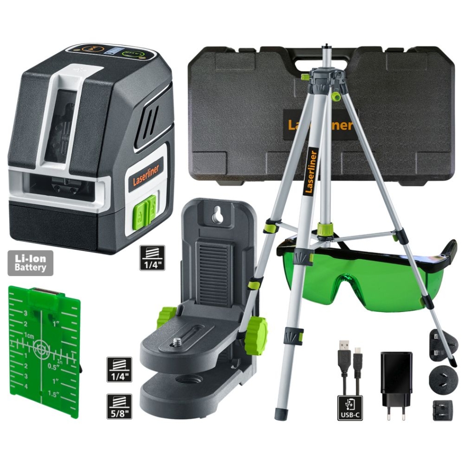 Laserliner 036.713A PocketCross-Laser 2G Set 150 cm kruislijnlaser groen met statief 150 cm