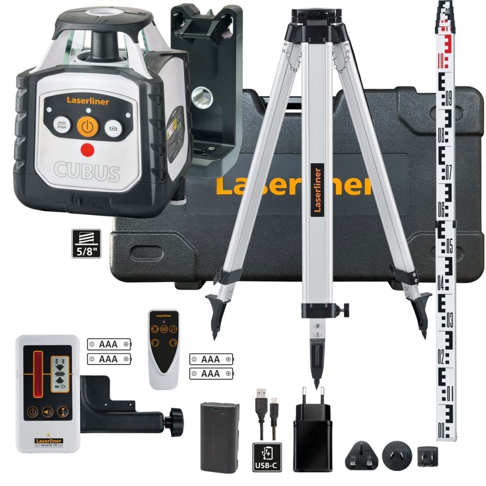 Laserliner 052.325A Cubus 110 S set Rotatielaser + 150 cm statief + laserontvanger + meetstaaf