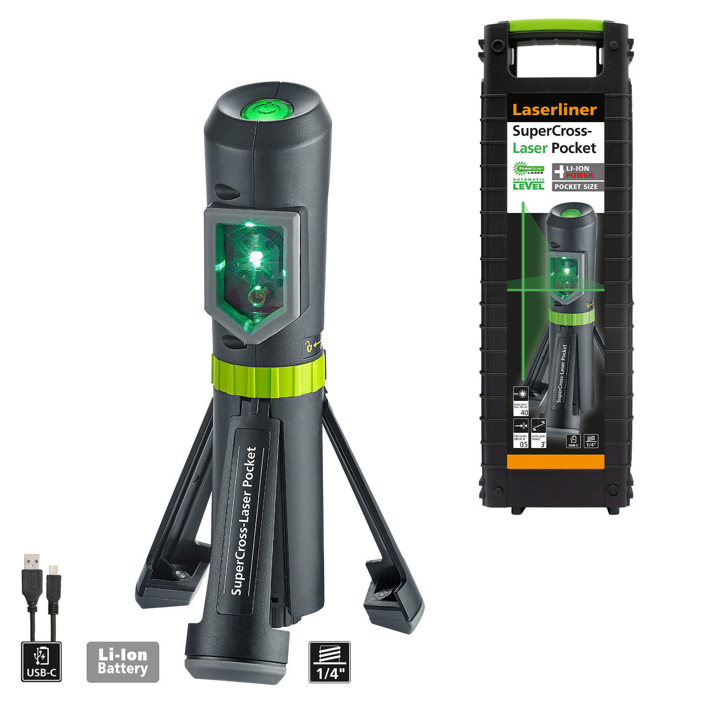 Laserliner 031.120A SuperCross- Pocket Kruislijnlaser Groen