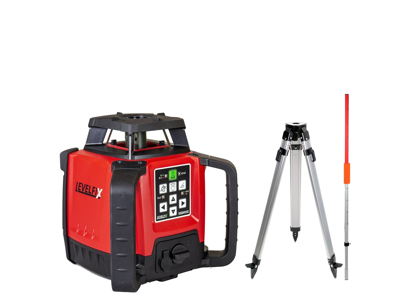 Levelfix 554514 550HVG Allround Bouwlaser Zelfnivellerend Groen + Statief 1,8m + Meetbaak