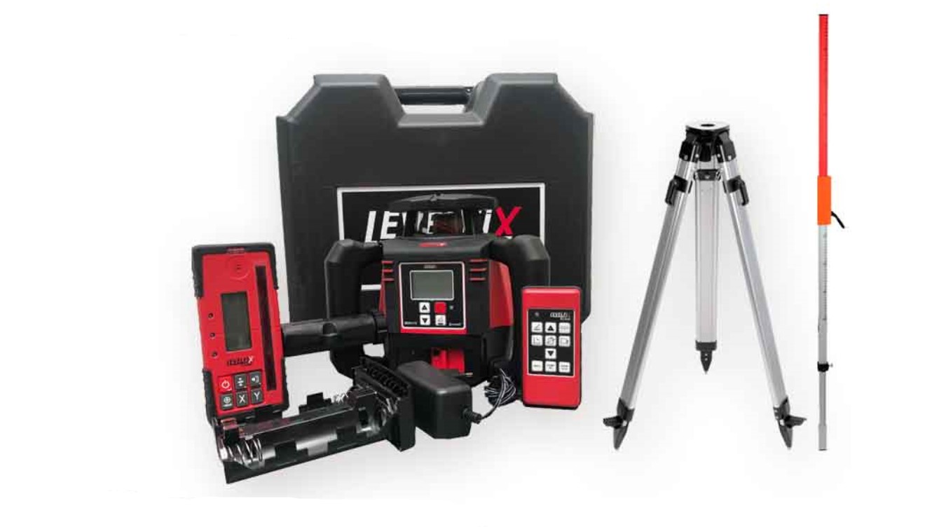 Levelfix 554802 860HVS Rode Bouwlaser met Digitaal dubbel afschot + Statief 2.7m + Meetbaak
