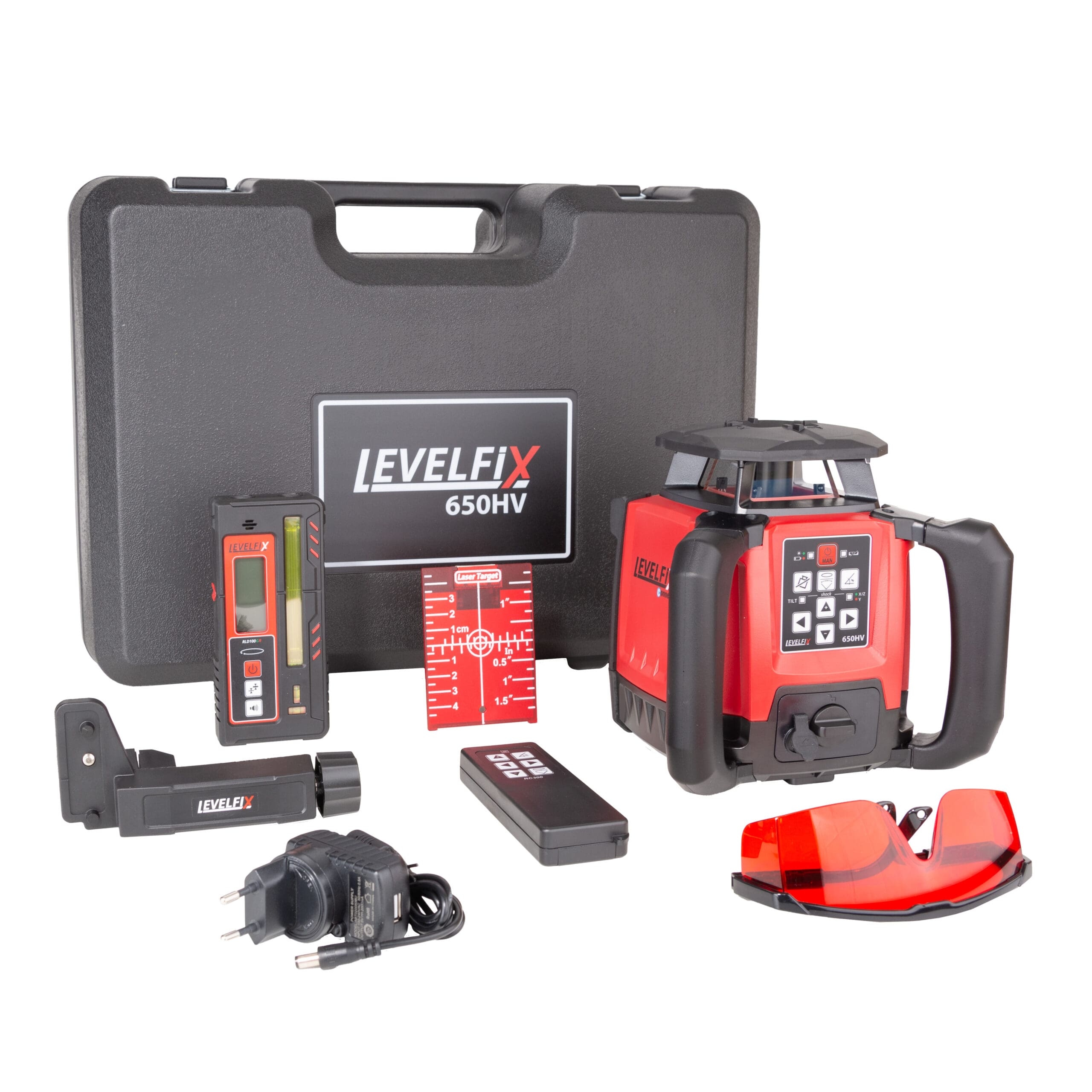 Levelfix 554621 LEVELFIX 650HV Horizontaal/verticaal Bouwlaserset rood met statief 1.8m en laserbaak