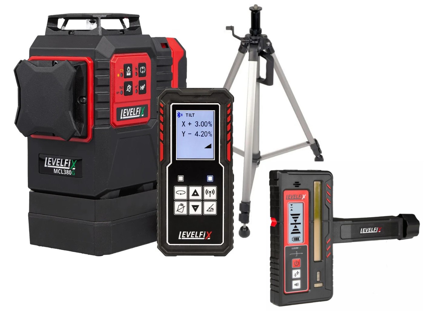Levelfix 563803 MCL380G Multilijnlaser Groen + Statief 2 mtr + LLD200 ontvanger