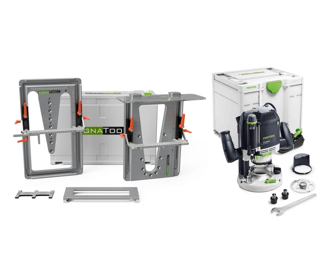 Lignatool LT080PROF2200 Zwaluwstaart Freesmal set profipakket + Festool OF2200EB-Plus Bovenfreesmachine