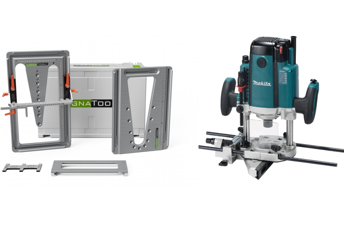 Lignatool LT080SRRP2303FC04 Zwaluwstaart Freesmal set standaardpakket + Makita RP2303FC04 Bovenfreesmachine