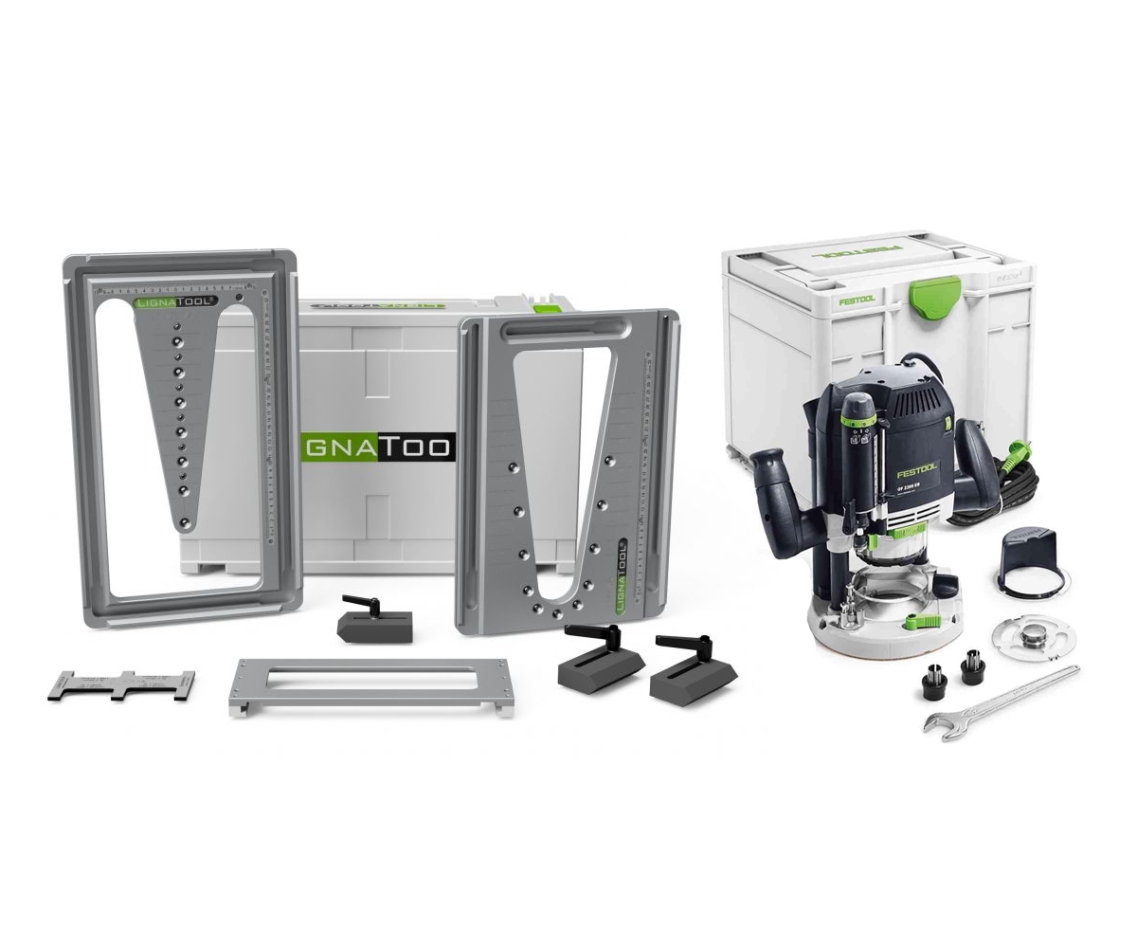 Lignatool LT080STOF2200 Zwaluwstaart Freesmal set startpakket + Festool OF2200EB-Plus Bovenfreesmachine