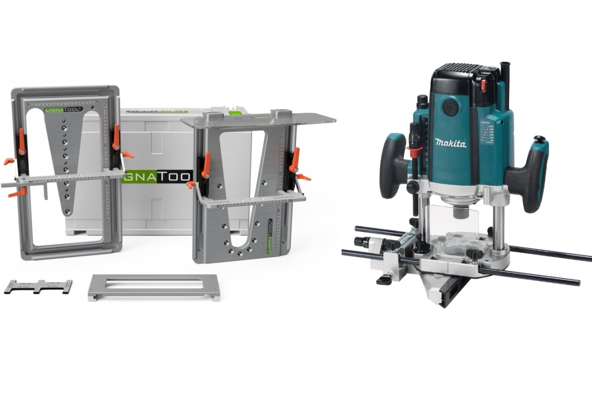 Lignatool LT080PRRP2303FC04 Zwaluwstaart Freesmal set profipakket + Makita RP2303FC04 Bovenfreesmachine