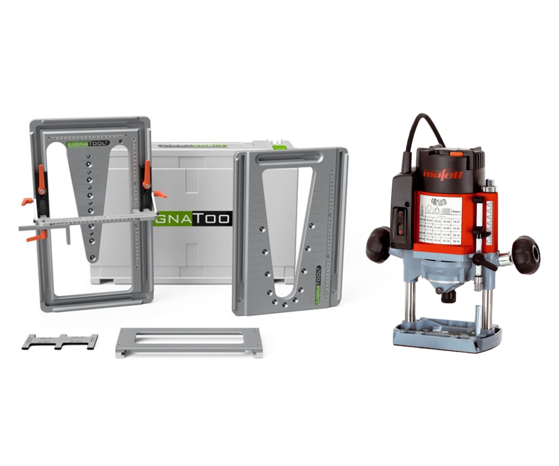 Lignatool LT080SRLO65 Zwaluwstaart Freesmal set Standaardpakket + Mafell LO65 Ec MidiMax bovenfrees!
