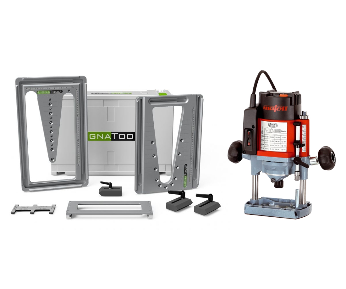 Lignatool LT080STLO65 Zwaluwstaart Freesmal set startpakket + Mafell LO65 Ec Midimax bovenfrees