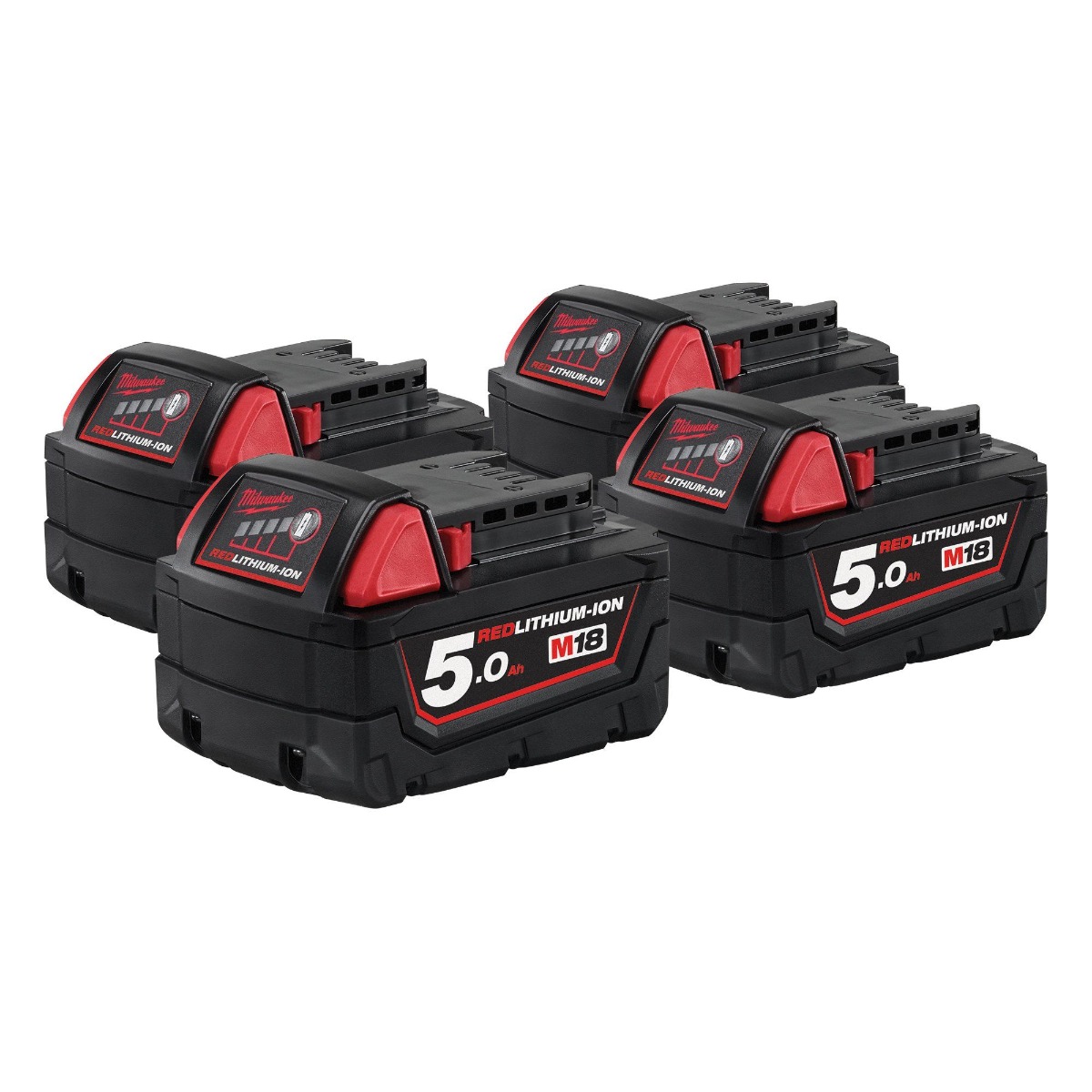 Milwaukee Accessoires M18B5QUARTET M18 B5 4-pack -4 x accu 18 Volt 5.0Ah Li-Ion