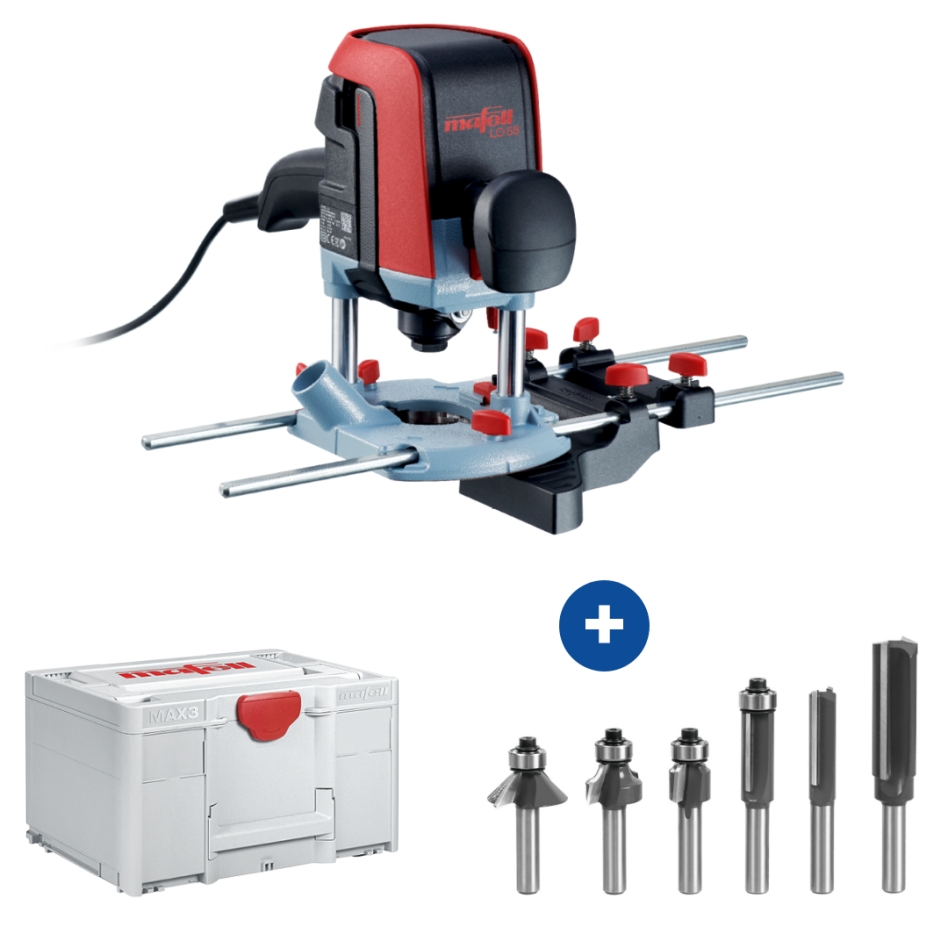 Mafell 1P0422 LO55 Bovenfrees in MAX3 koffer + Frezenset LO-FS8 6T 6-delig