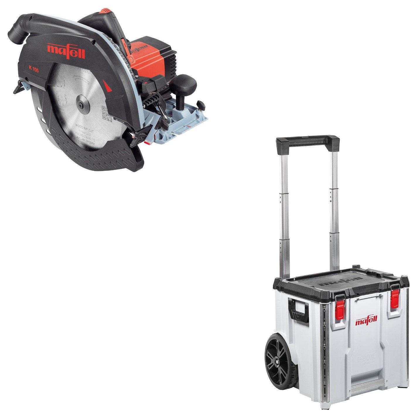 Mafell 1P0497 K 105 Handcirkelzaag 230V + Transportkoffer Trolley L-BOXX Contractor