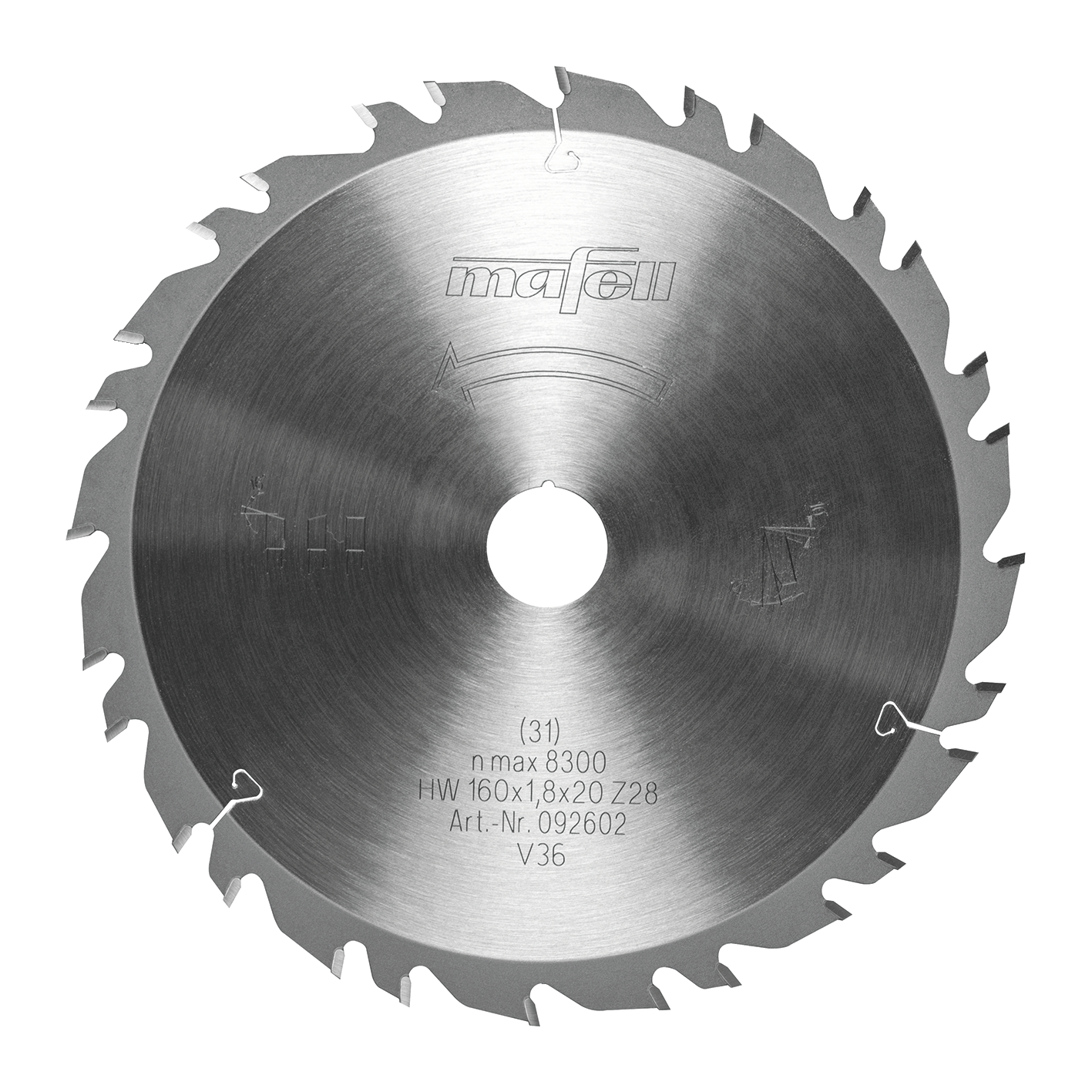 Mafell Accessoires 092602 Zaagblad-GT, 160 x 1,2/1,8 x 20 mm, Z 28-7, 3WZ/FZ universeel voor hout