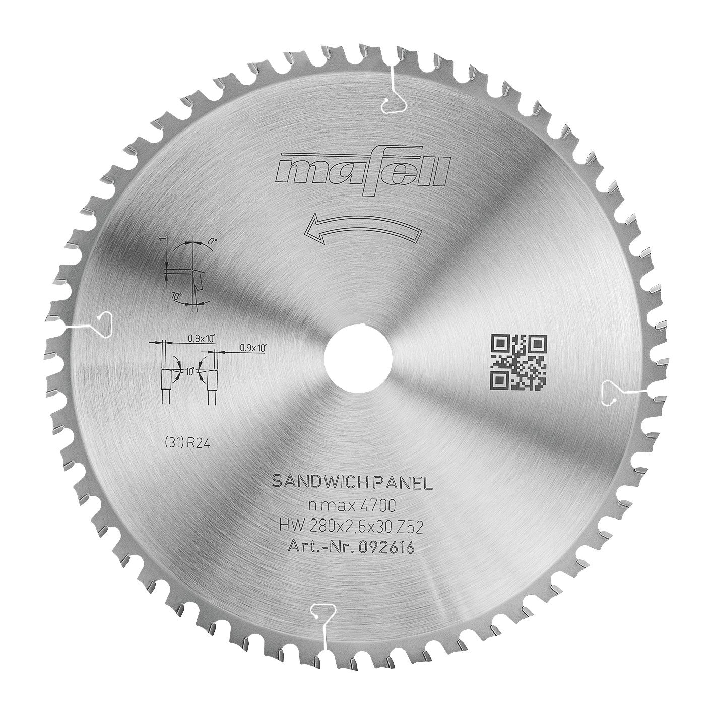 Mafell Accessoires 092616 KSB-SP 280 HW Cirkelzaagblad HW, 280 x 2,6 x 30 mm, Z52,  WZ/FA, Sandwich Panel