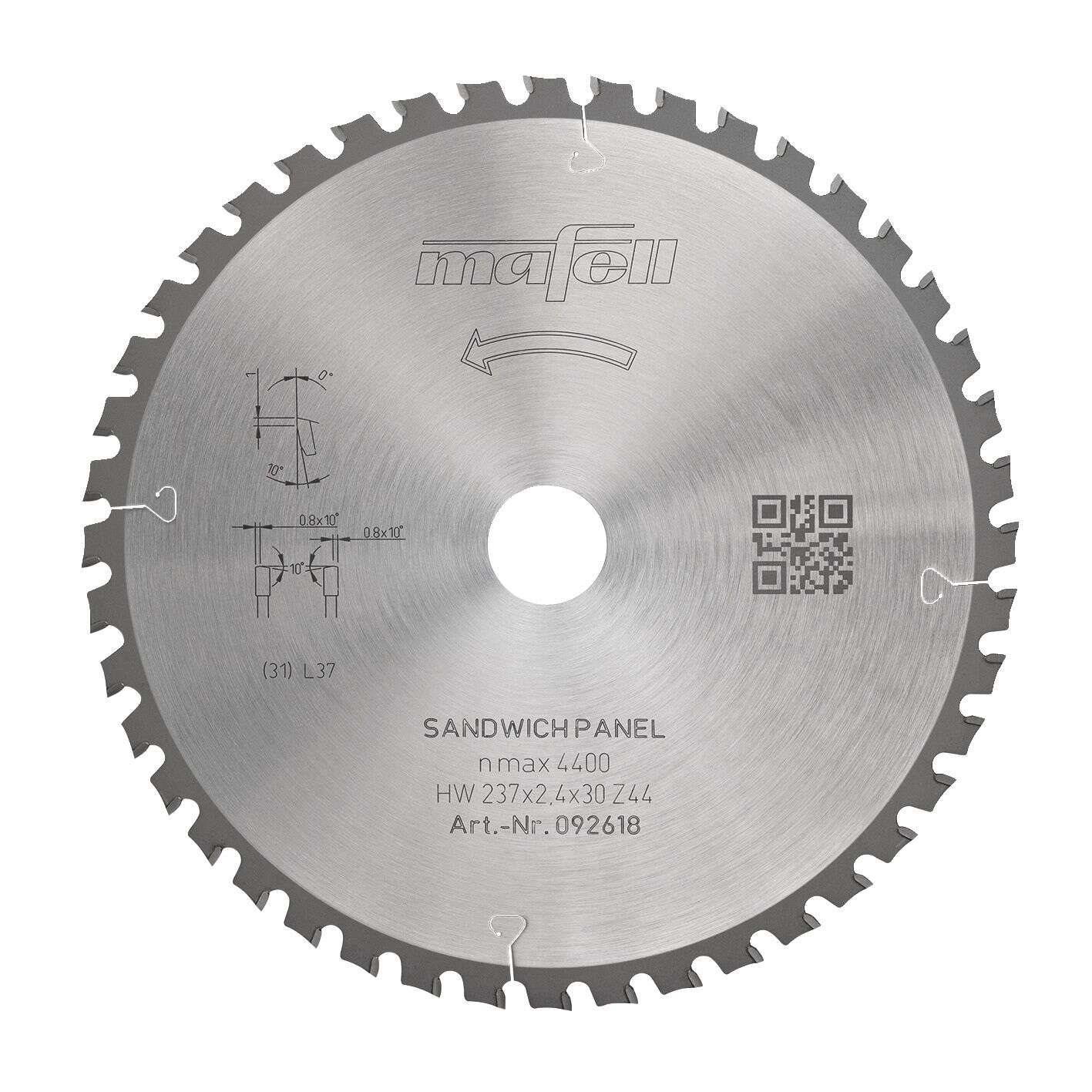 Mafell Accessoires 092618 KSB-SP 237 Cirkelzaagblad HW, 237 x 2,4 x 30 mm T44 WZFA sandwhichpanelen