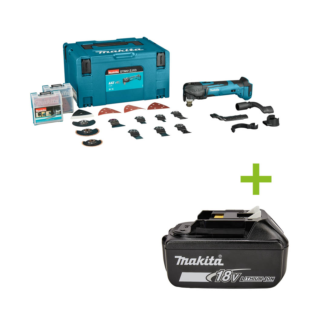 Makita DTM51ZJX3 Multitool 18V + Toebehorenset zonder accu's en lader