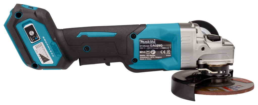 Makita GA029GZ Haakse Slijper 40V max met AWS, rem en veiligheidsschakelaar 125mm excl. accu's en lader