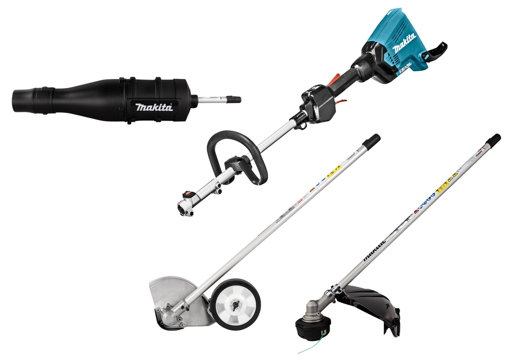 Makita DUX60ZX9 Accu Combisysteem D-greep 2 x 18V excl. accu's en lader + Bosmaaier-, Kantensnijder- en Bladblazer opzetstuk