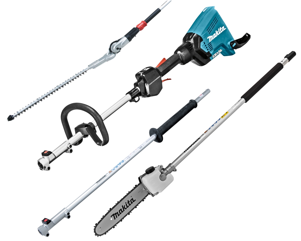 Makita DUX60ZX10 Accu Combisysteem D-greep 2 x 18V excl. accu's en lader + Heggenschaar-, Kettingzaag- en Verlengsteel opzetstuk