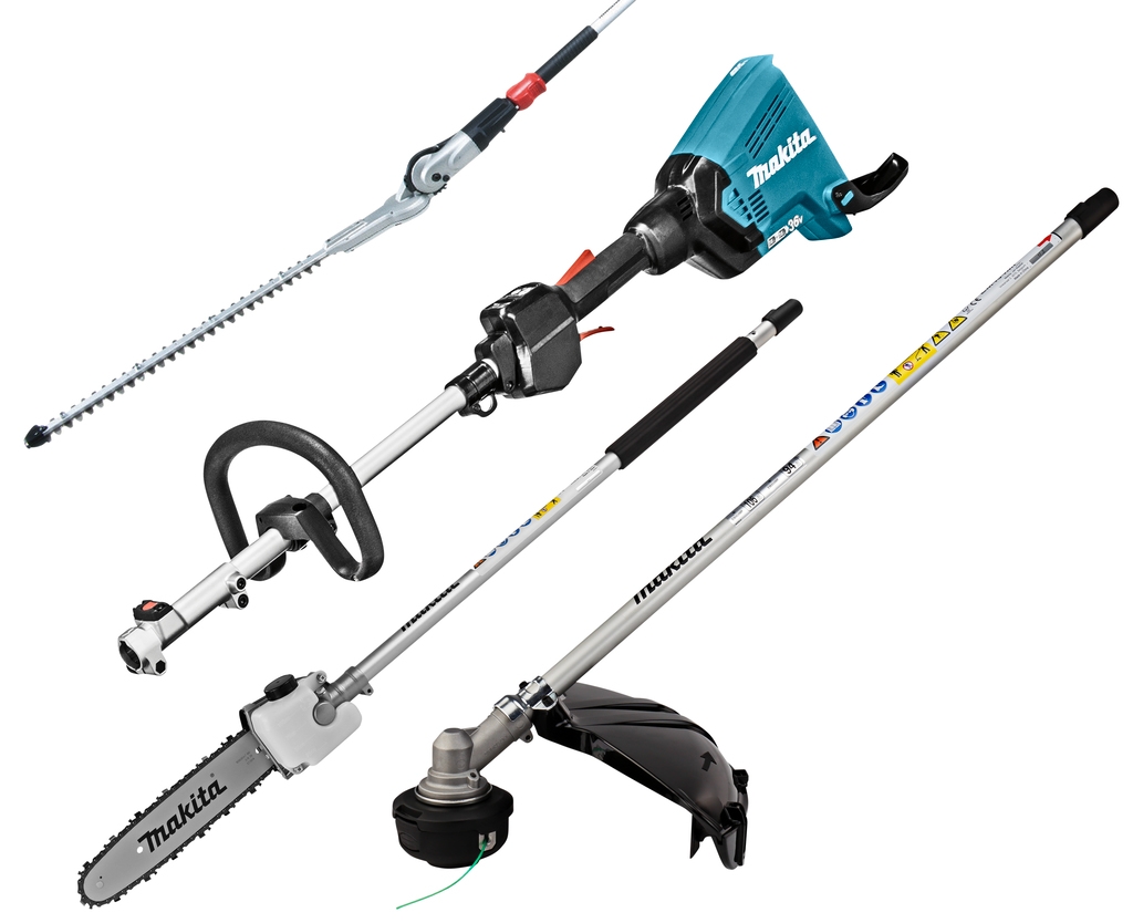Makita DUX60ZX11 Accu Combisysteem D-greep 2 x 18V excl. accu's en lader + Bosmaaier-, Heggenschaar- en Kettingzaag opzetstuk