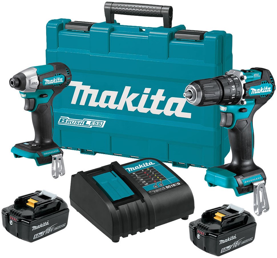 Makita DLX2414ST Comboset 18V 5,0 AH Li-ion DHP487 Accuklopboor + DTD157 Slagschroever in Koffer