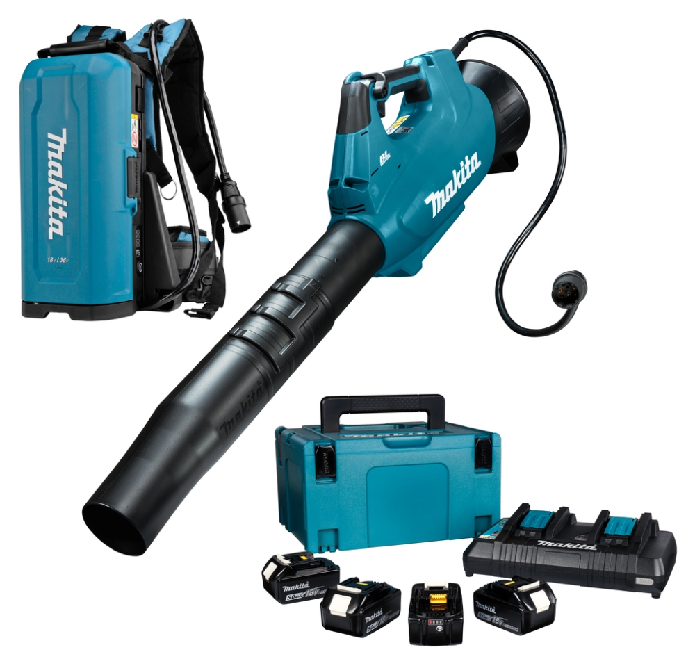 Makita UB001CT4X1 accu bladblazer 36V connector type + PDC01 ruggedragen accustation + 197626-8 Starterskit