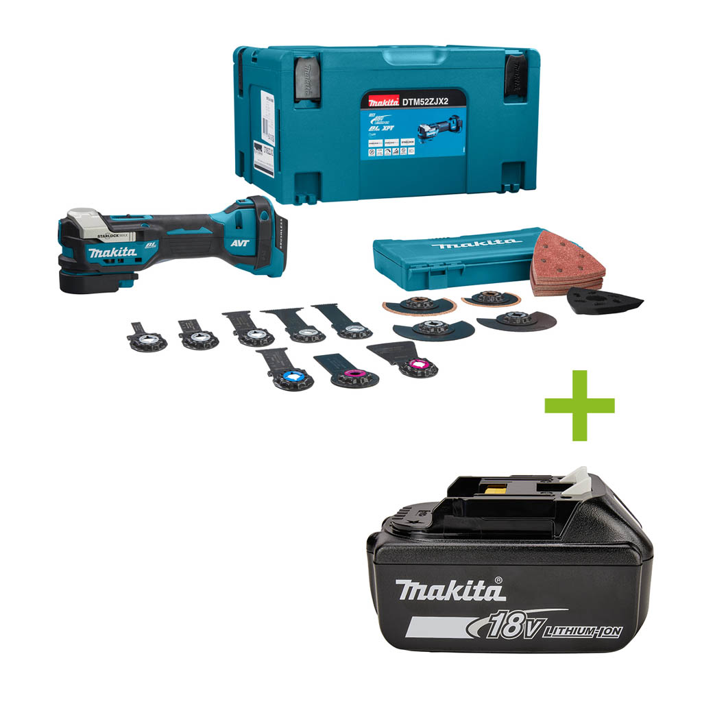 Makita DTM52ZJX2 Multitool Starlock Max 18V + accessoire set excl. accu's en lader in Mbox