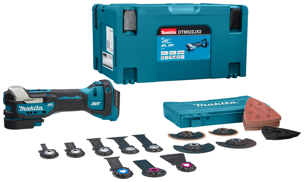 Makita DTM52ZJX2 Multitool Starlock Max 18V + accessoire set excl. accu's en lader in Mbox