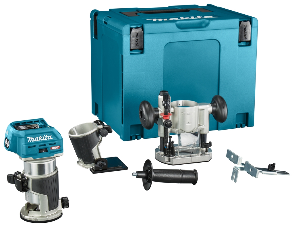 Makita RT001GZ10 Boven- en kantenfreesmachine 40V Max zonder accu's en lader met accessoires in MBox