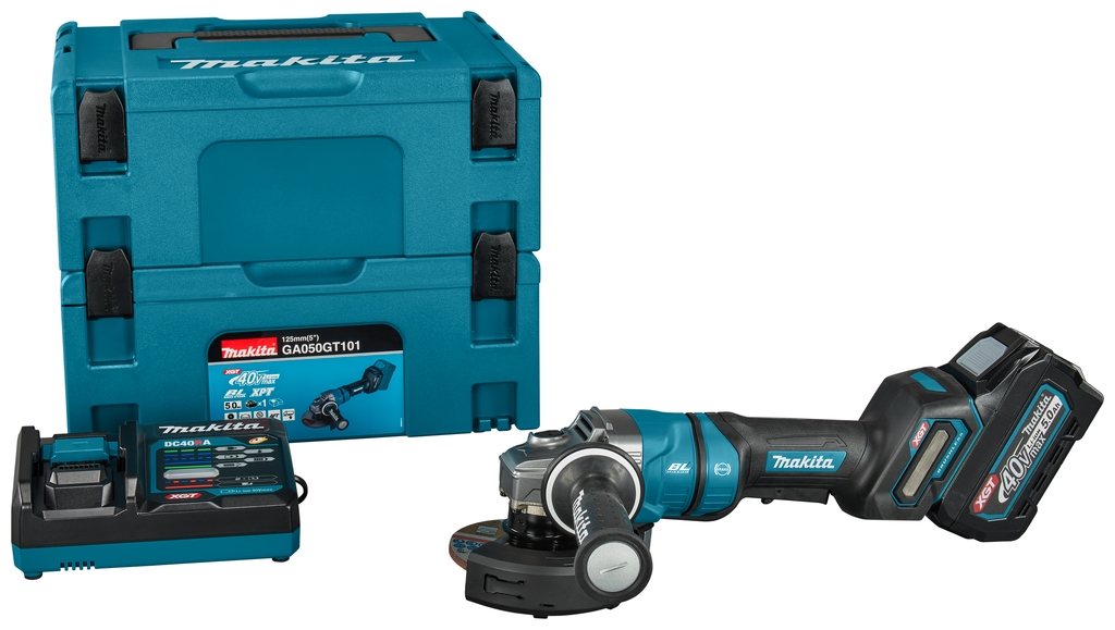 Makita GA050GT101 Accu Haakse Slijper 125mm 40V Max 5.0Ah Li-Ion in Mbox
