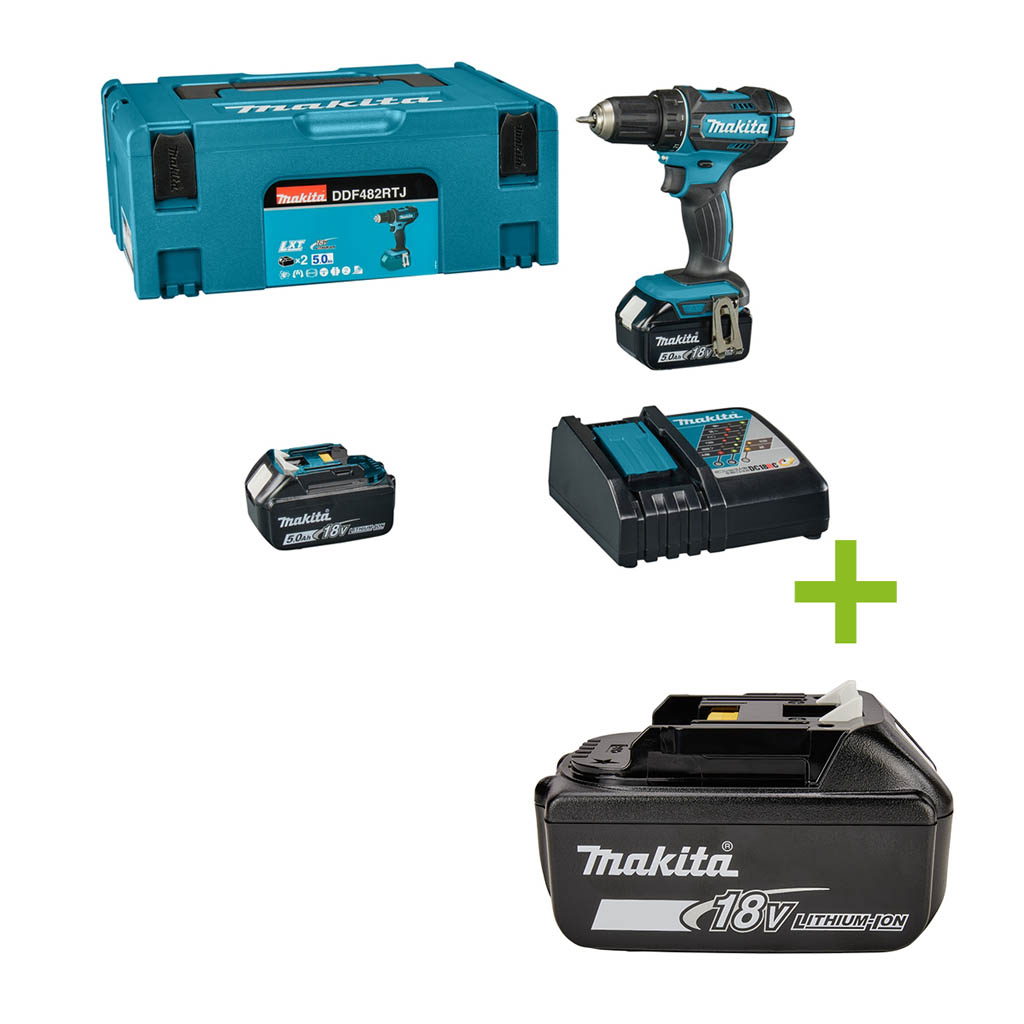 Makita DDF482RTJ Accuboor/schroefmachine 18V 5,0AH Li-ion