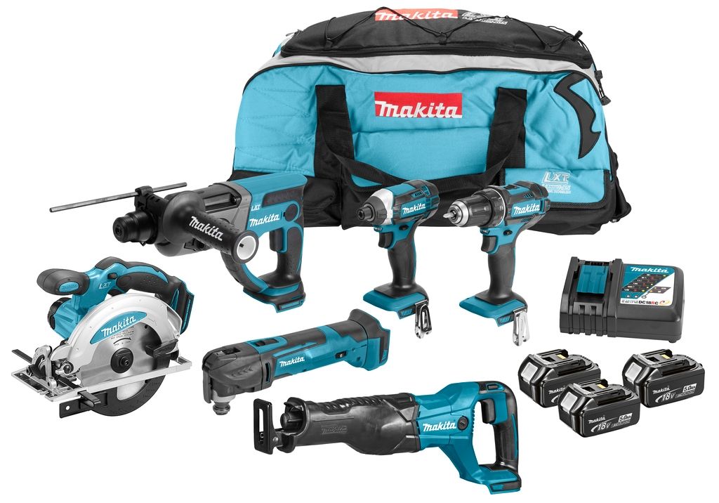 Makita DLX6038T Comboset DDF482|DTD152|DHR202|DJR186|DSS610|DTM51 18V 5.0 Ah Li-ion