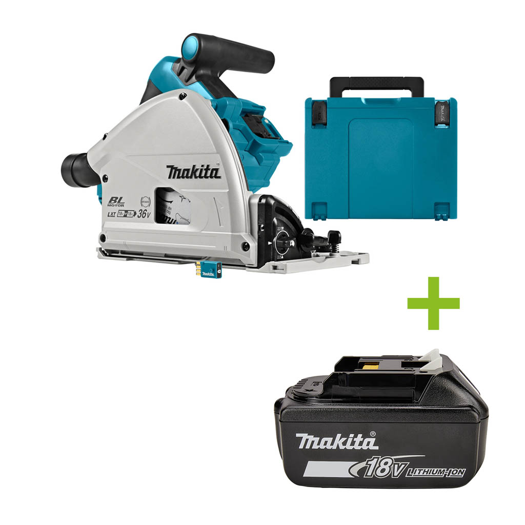 Makita DSP601ZJU Accu Invalcirkelzaag 165mm 2 x 18V met AWS zender zonder accu's en lader