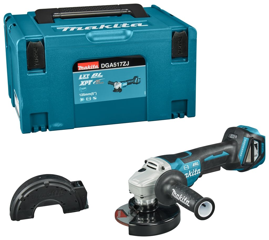 Makita DGA517ZJ 18V Haakse slijper 125 mm met rem excl. accu's en lader in MBox