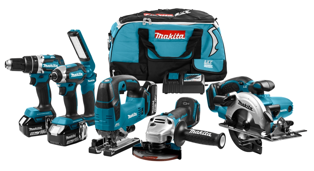 Makita DLX6082T Comboset DHP484|DTD153|DGA504|DGA504|DJV182|DML801 18V 5.0Ah