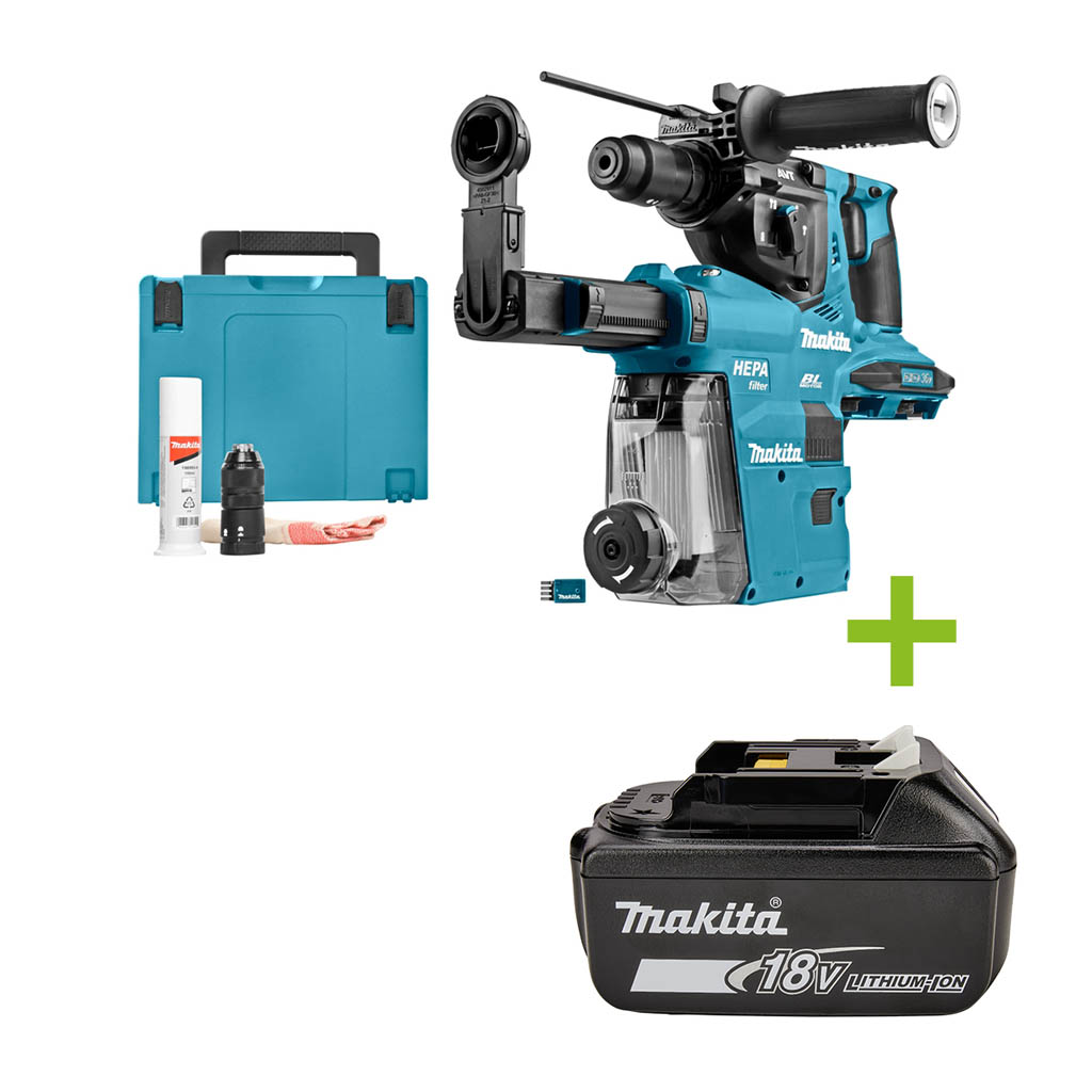 Makita DHR283ZWJU Combihamer 2 x 18V met stofafzuiging en AWS zender excl. accu's en oplader