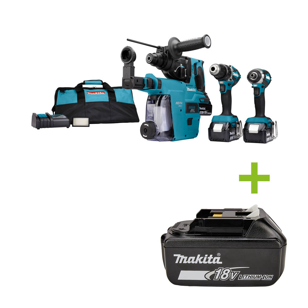 Makita DLX3106TW1 Comboset 18V 5.0Ah Li-ion 3x accu"s
