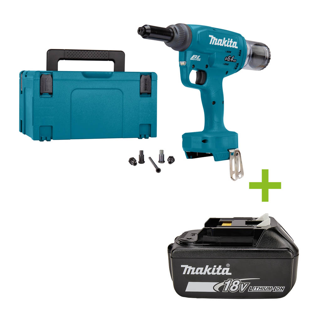 Makita DRV250ZJ Accu Blindklinknageltang t/m 6,4mm 18V excl. accu's en lader in M-box