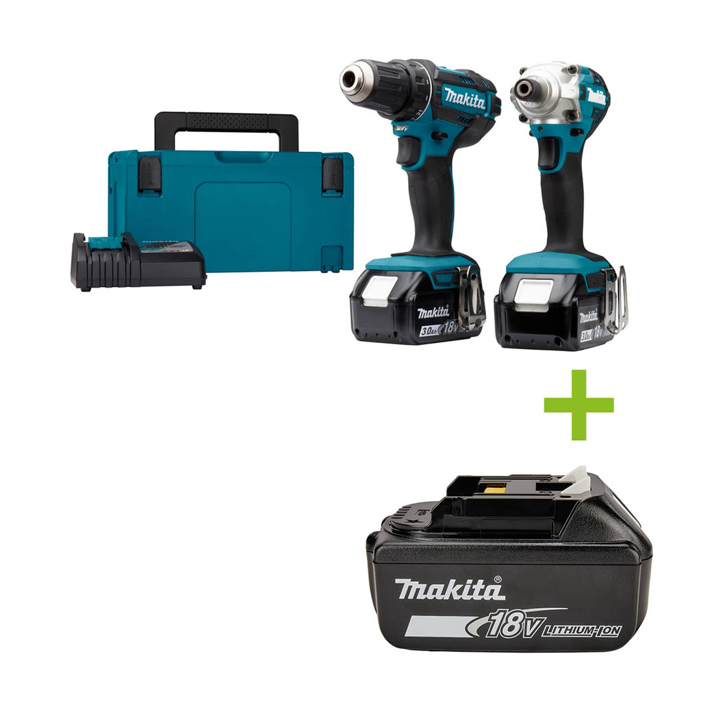 Makita DLX2339J - DDF482 Accuboor + DTD156 Slagschroever 18V 3,0 AH Li-ion