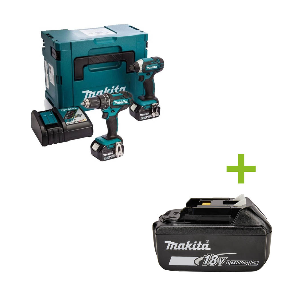 Makita DLX2131TJ - DHP482 Accuklopboormachine + DTD152 Accu Slagschroevendraaier 18 Volt  5,0 Ah Li-ion