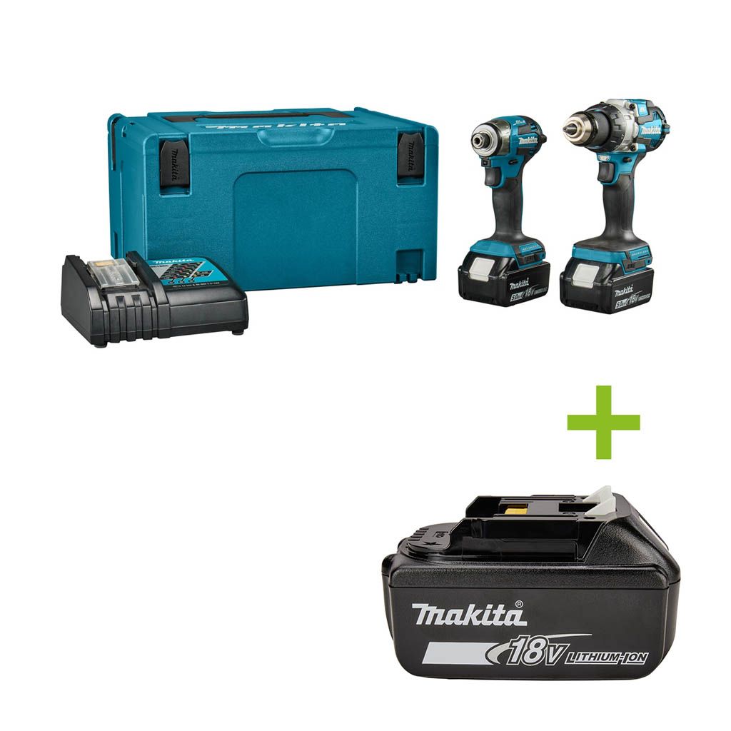 Makita DLX2528TJ Combiset - DHP489 Accuklopboor + DTD173 Accuslagschroevendraaier 18V 5.0Ah Li-Ion in Mbox