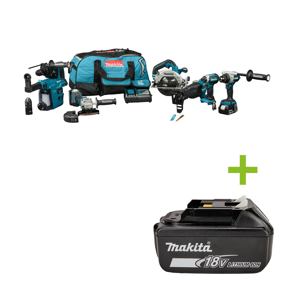 Makita DLX7031TX1  Combiset 7 machines 18V 2 x 5,0Ah en lader in tas