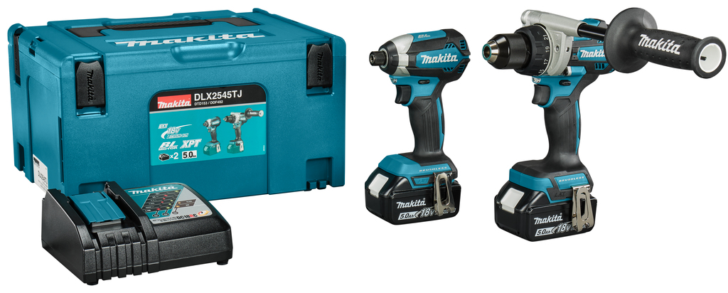 Makita DLX2545TJ LXT 18V Combiset 2 machines 2x 5,0 Ah accu en lader in Mbox
