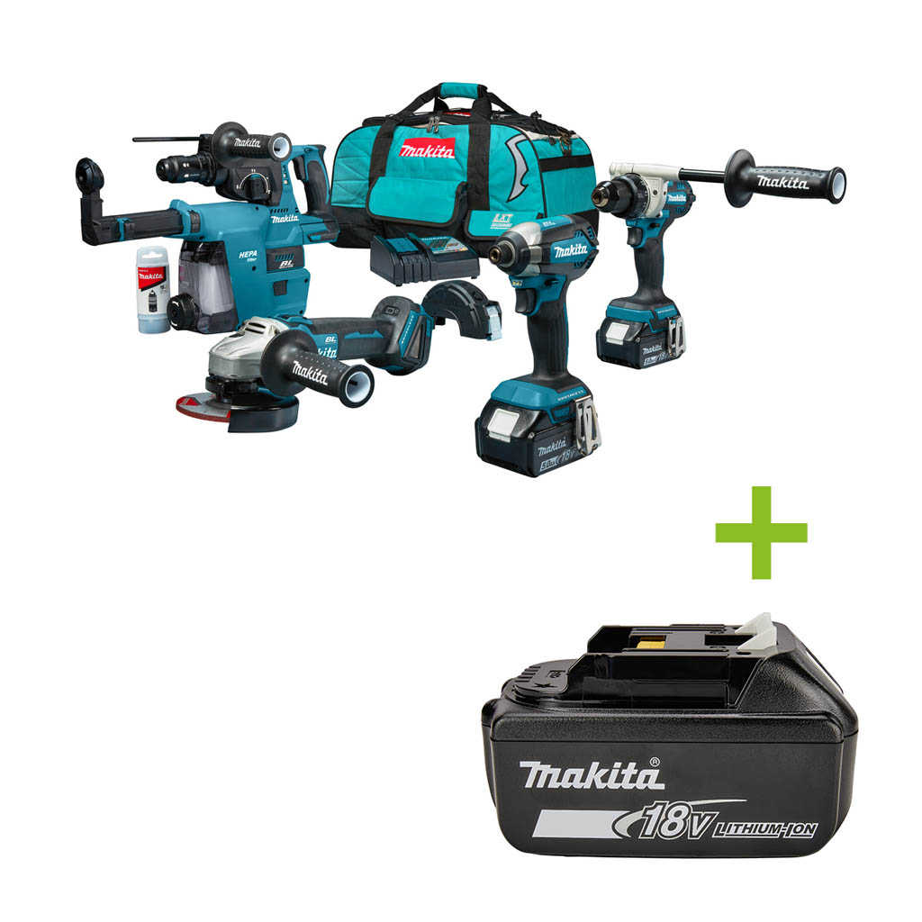 Makita DLX4194TX1 Combiset 4 machines 18V 2 x 5,0Ah Li-Ion en lader in tas